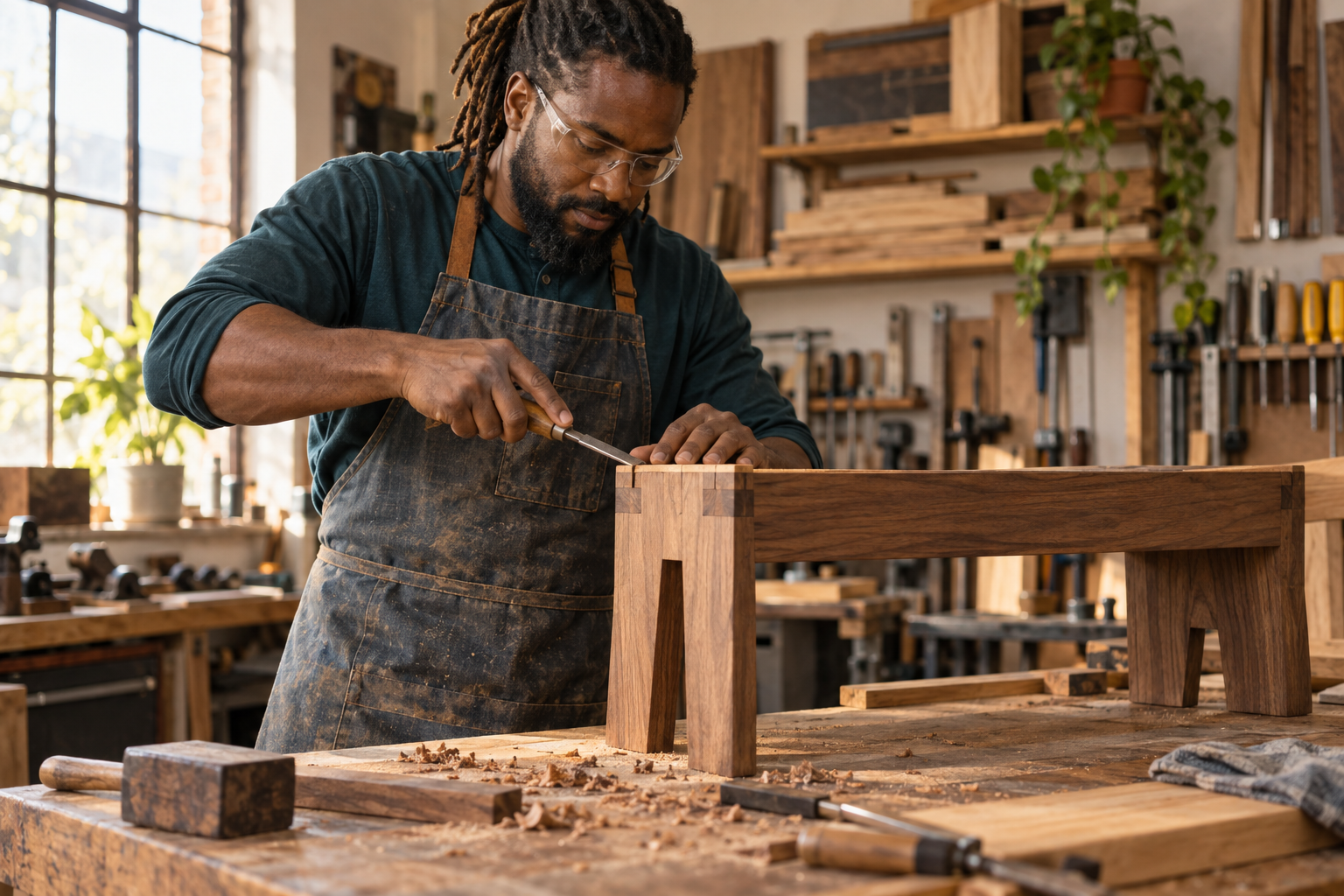 A skilled craftsperson building something durable from raw materials