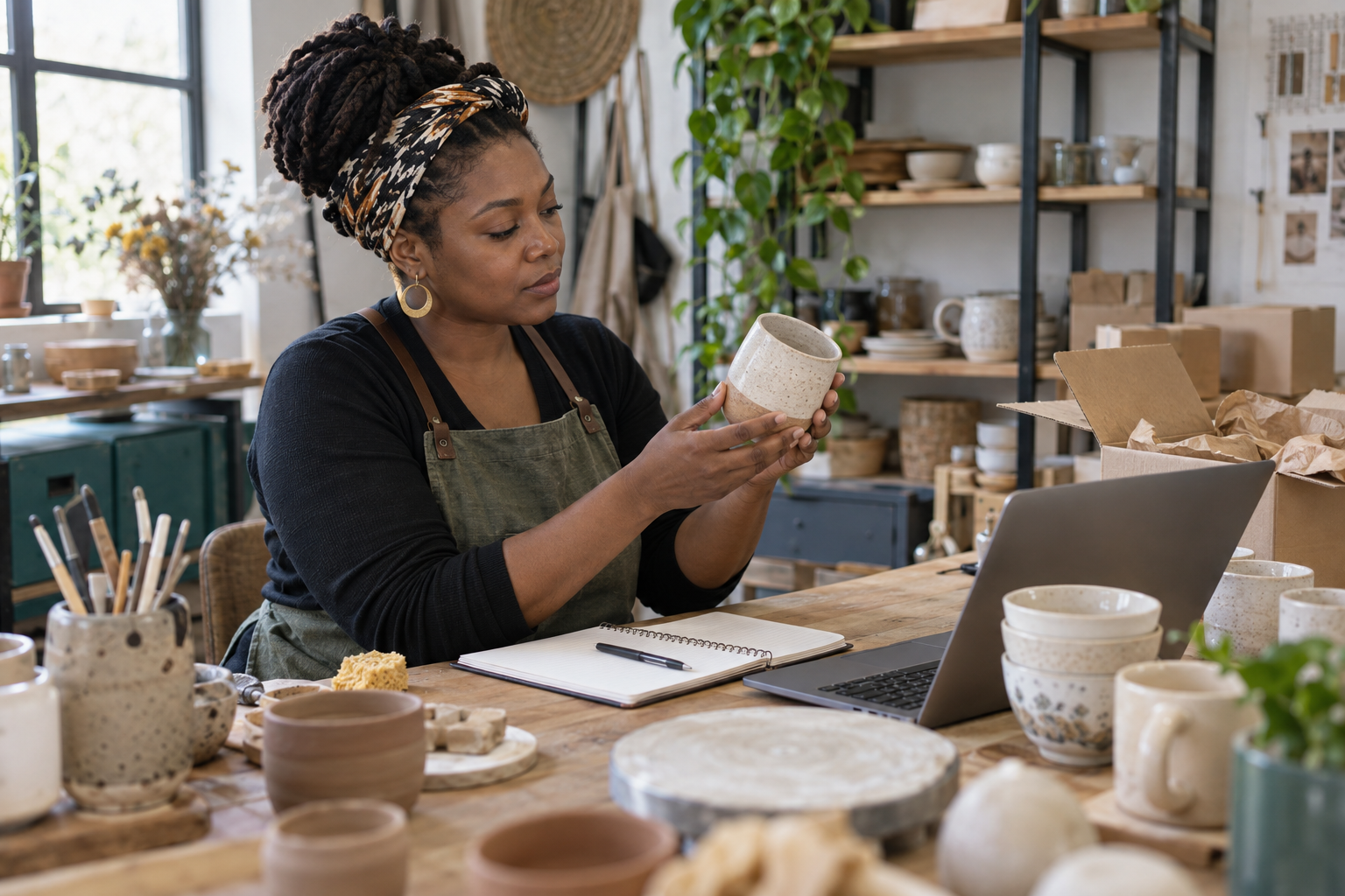 A small business owner creating products and building an additional income stream