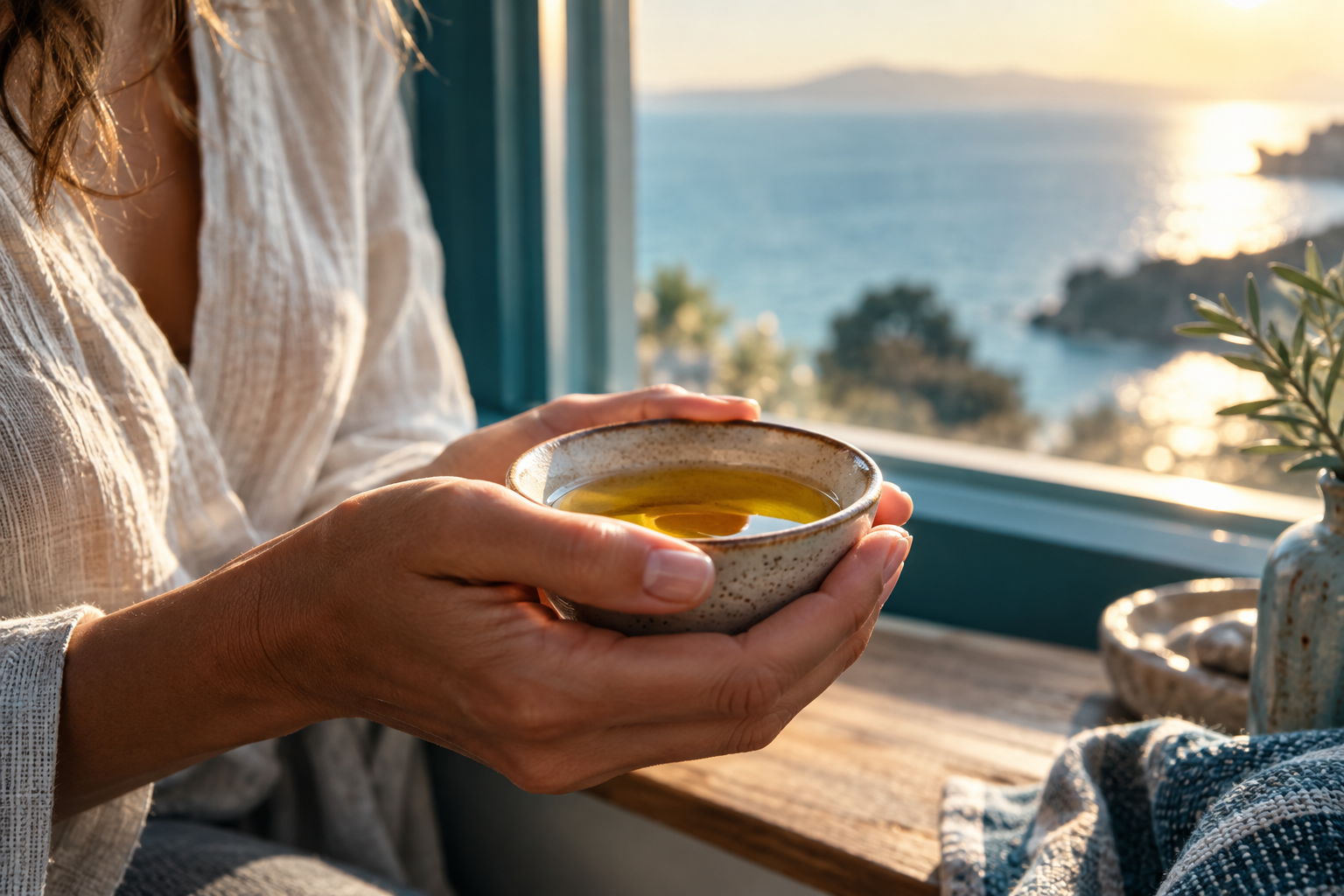 A small vessel in an ordinary home, illuminated by warm morning light